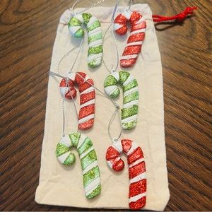 Set of Candy Cane Mini Christmas Tree Ornaments